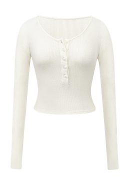 Women's Long Sleeve Slim Fit Button T-Shirt, Sexy Tight-Knit Base Layer Top, Chic Style for Everyday Wear