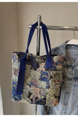 Women’s Niche Cartoon Canvas Tote Bag – Large Capacity Spring 2025 Commuter Shoulder Bag for Students