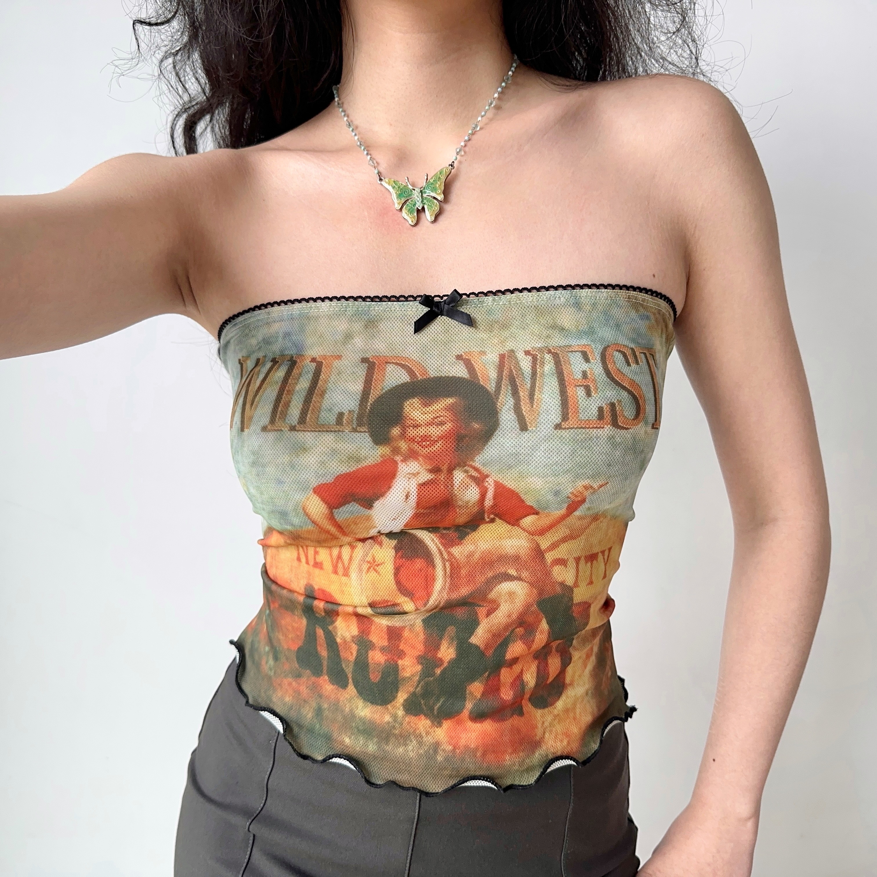 Women's Off-Shoulder Strapless Top - European and American Style Short Printed Wrap Vest for Hot Girl Look