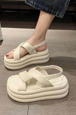 Women's Open-Toe Platform Sports Sandals - Trendy Thick-Soled Roman Style for 2025 Summer, Versatile and Comfortable Footwear