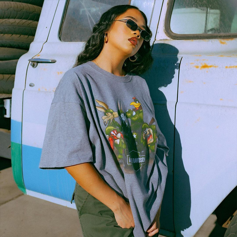 Women's Oversized American Retro Vintage T-Shirt - Trendy Loose Short Sleeve Top for Summer - European and American Style