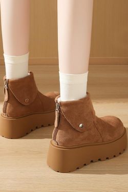 Women's Platform Thick-Soled Waterproof Snow Boots, 2024 Winter Warm Cotton Short Boots with Plush Lining