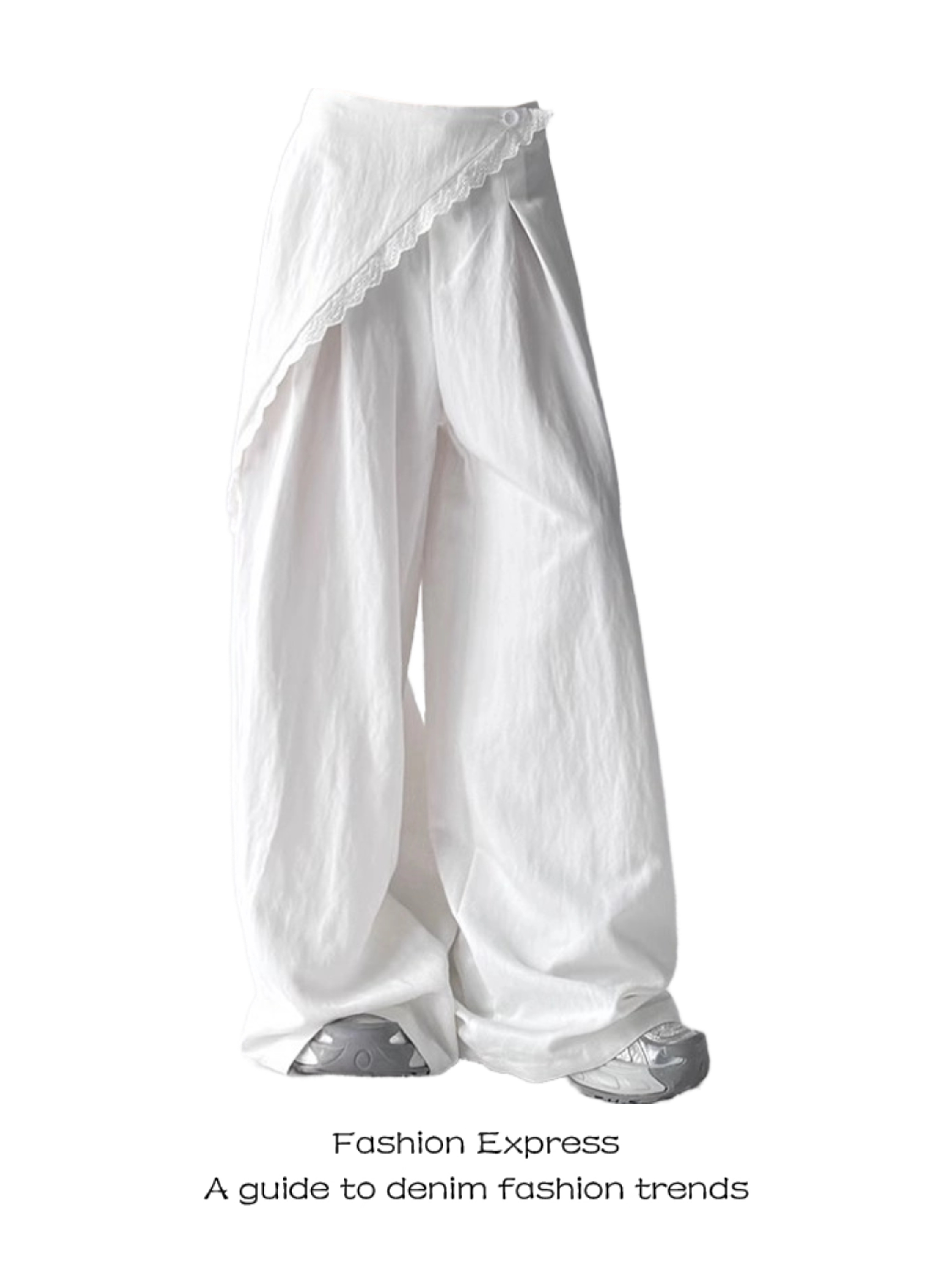 Women's Retro High-Waisted Slim Straight Casual Wide-Leg Pants with Back Flap - American Street Style for Spring and Autumn