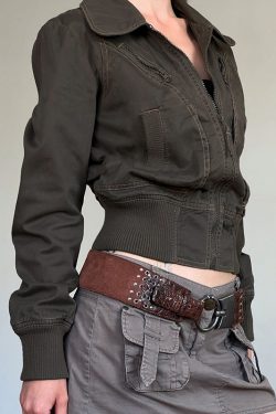 Women’s Retro Lapel Zipper Cardigan Jacket - Stylish Waist-Defining Short Coat for Autumn 2024, Versatile Street Fashion