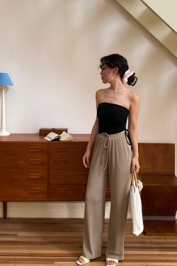 Women's Strapless Drawstring Top with Removable Chest Pad - Waist-Cinching, Slimming Design for a Chic Look