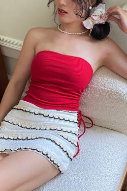Women's Strapless Drawstring Top with Removable Chest Pad - Waist-Cinching, Slimming Design for a Chic Look