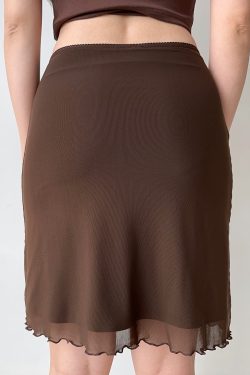 Women's Summer Bodycon Skirt - Retro Solid Color Lace Mesh Mini Skirt, European American Style, Y2K Fashion