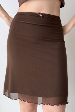 Women's Summer Bodycon Skirt - Retro Solid Color Lace Mesh Mini Skirt, European American Style, Y2K Fashion