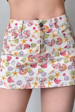 Women's Summer Fun Shell Print Half Skirt - DIY European American Style Anti-Exposure Short Skirt Pants