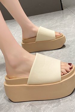 Women's Summer Open-Toe Casual Beach Wedge Slippers - Thick-Soled Height-Increasing Outdoor Shoes for Vacation Style