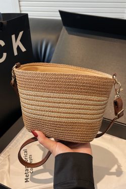Women's Summer Straw Woven Bucket Bag - Versatile Beach Crossbody Bag for Seaside Vacation - 2025 Trendy Style