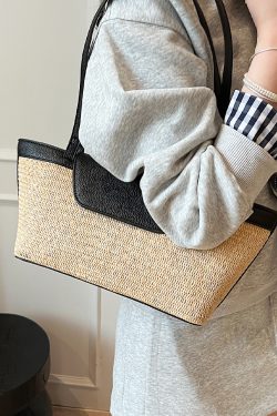 Women’s Woven Shoulder Bag - Casual Large Capacity for Spring/Summer 2025 Fashion
