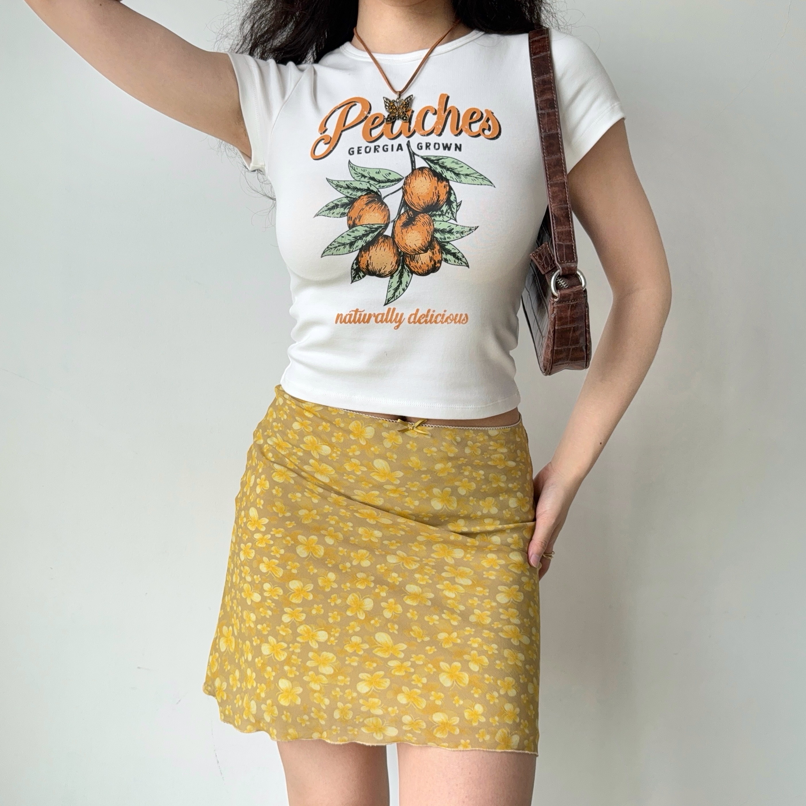 Yellow Butterfly Print A-Line Midi Skirt for Women - Vintage DIY Summer Style Short Skirt, Perfect for Y2K and Casual Outfits