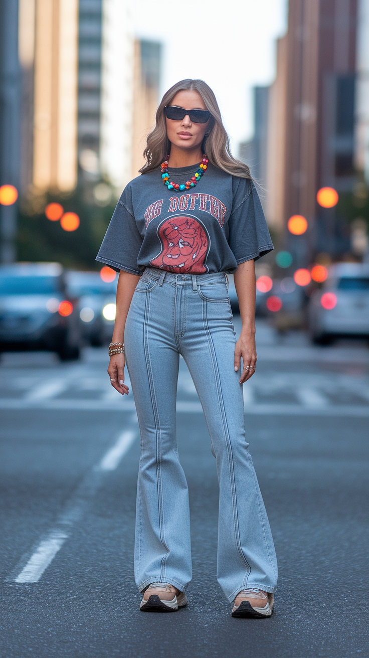 90s Fashion Flared Jeans: How to Style Them Today outfit idea