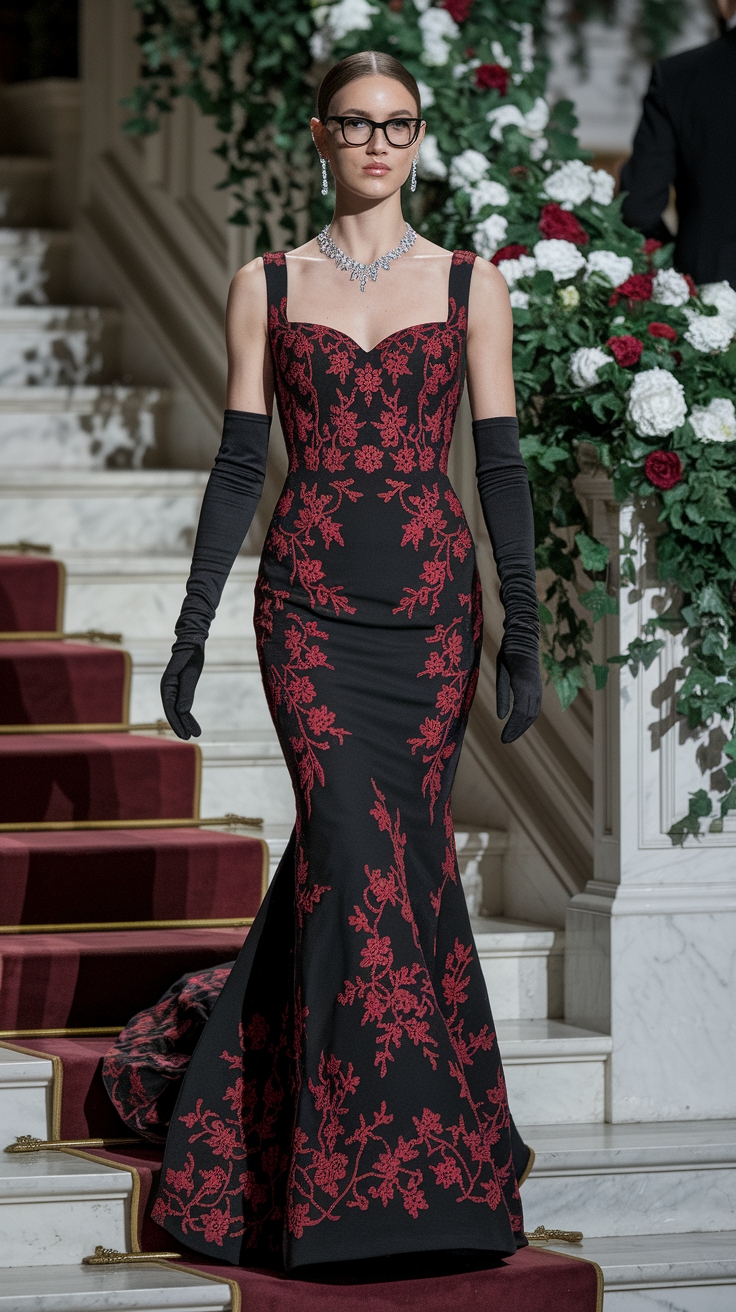 Elegant Black and Red Dress Formal Styles outfit idea