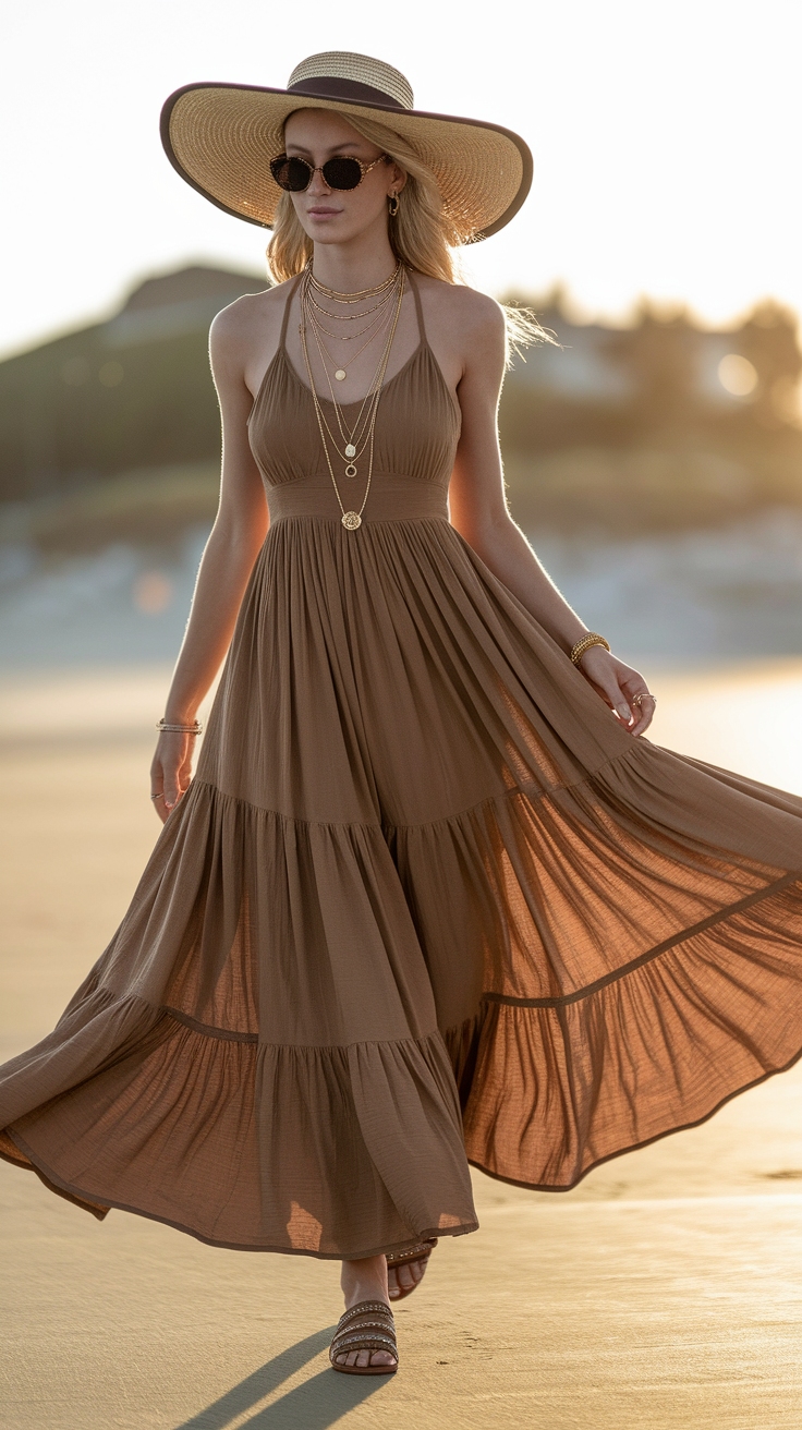 Chic Brown Maxi Dresses for Fall outfit idea