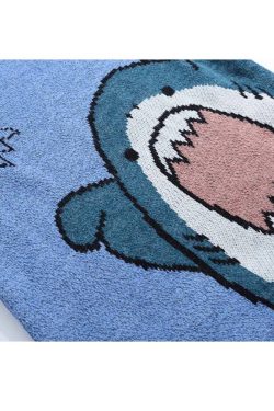 Style Core Aesthetics, New Style Trends Cute Shark Pattern Turtleneck Sweater