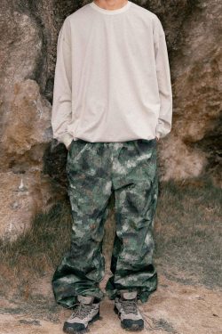 Style Core Aesthetics, New Style Trends Patchwork Drawstring Long-Sleeve Tee