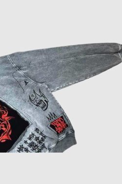Style Core Aesthetics, New Style Trends Retro Devil Patchwork Hoodie