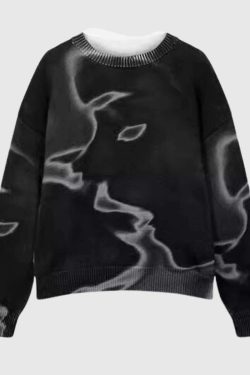 Style Core Aesthetics, New Style Trends Y2K Print Knit Sweater