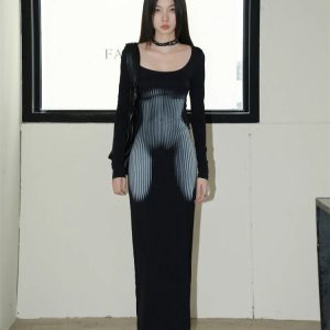 3D Body Print Maxi Dress