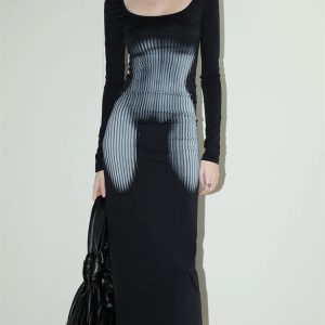 3D Body Print Maxi Dress