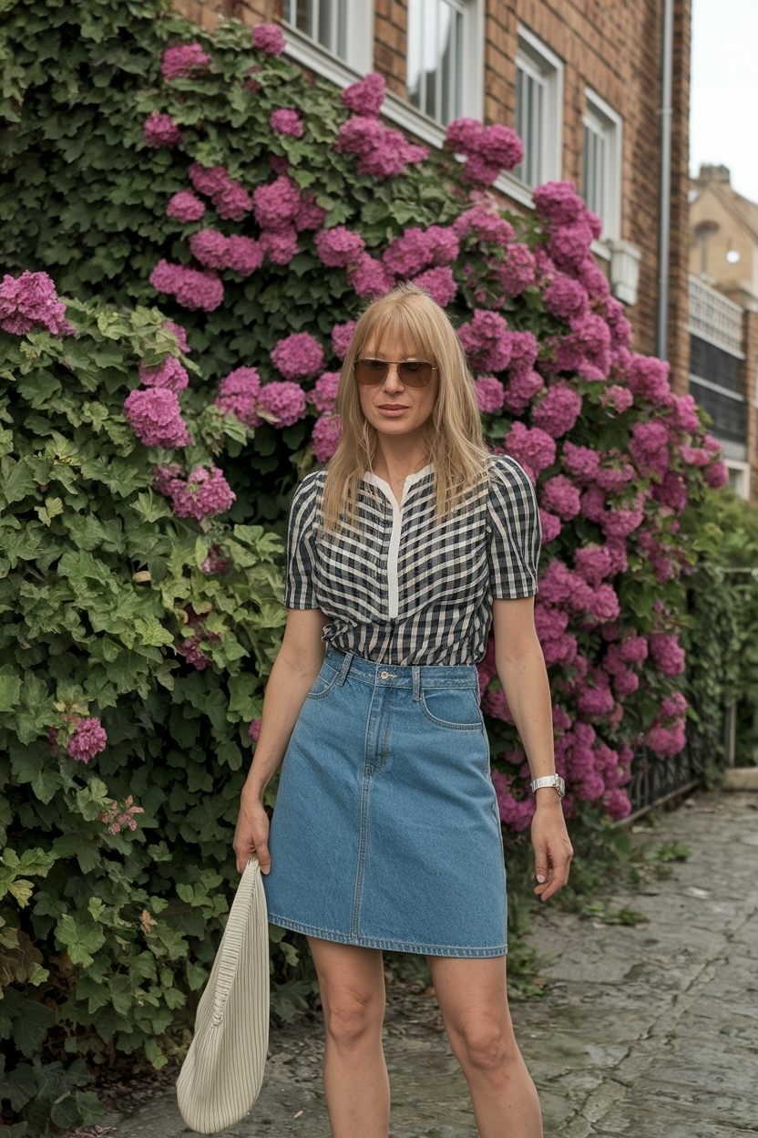 90s Denim Skirt Outfit Women: Nostalgic Fashion Trends outfit idea