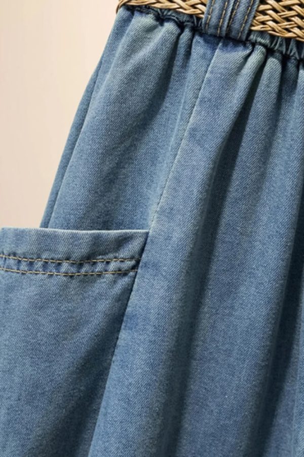 A-Line Button Denim Skirt
