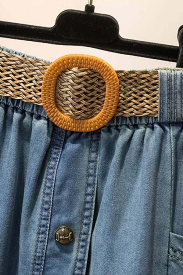 A-Line Button Denim Skirt