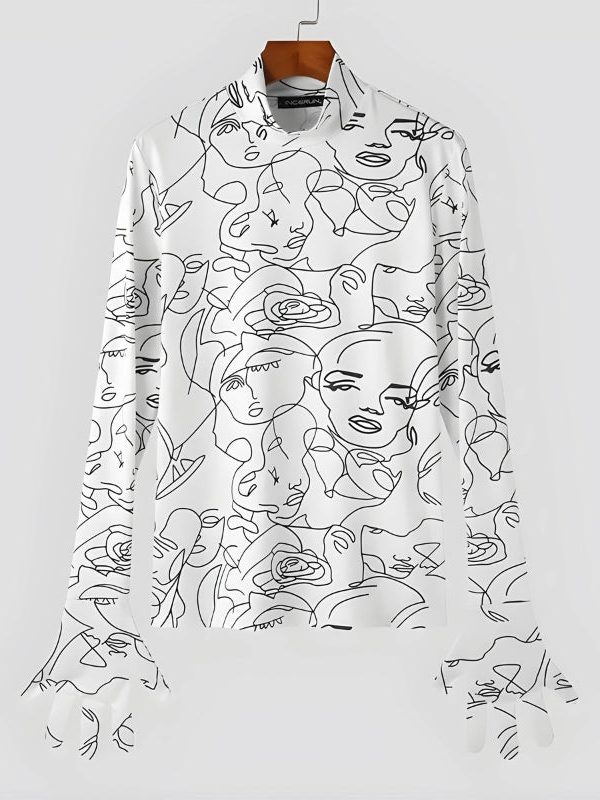 Abstract Faces Gloves Top