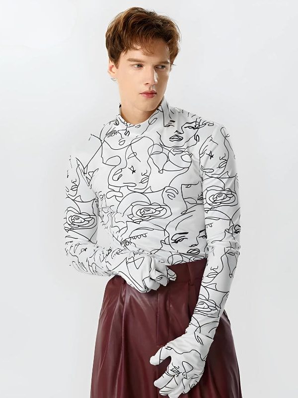 Abstract Faces Gloves Top