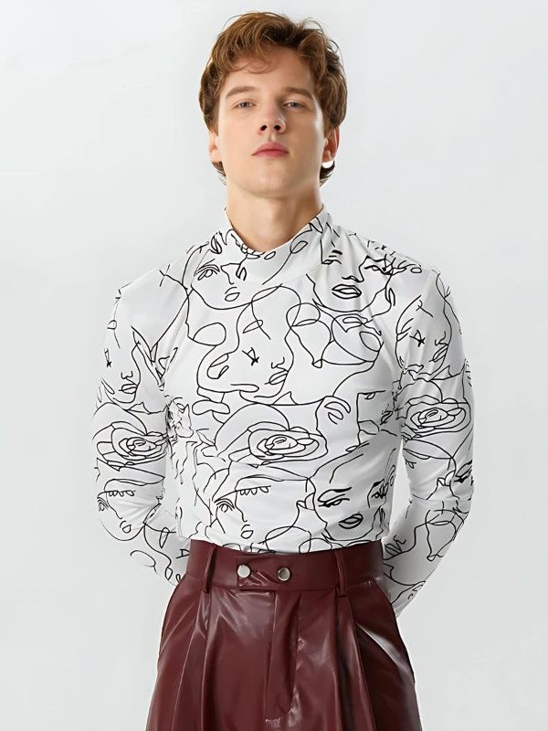 Abstract Faces Gloves Top