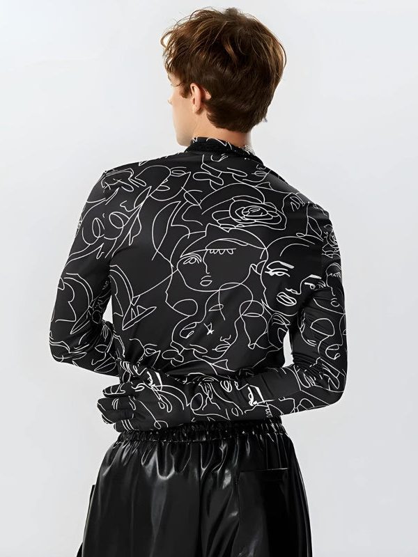 Abstract Faces Gloves Top