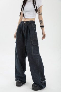 Acubi Dark Wash Cargo Jeans