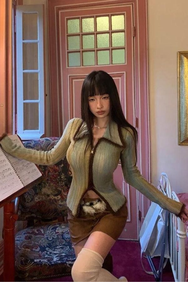 Acubi Fluffy Double Zip-Up Cardigan