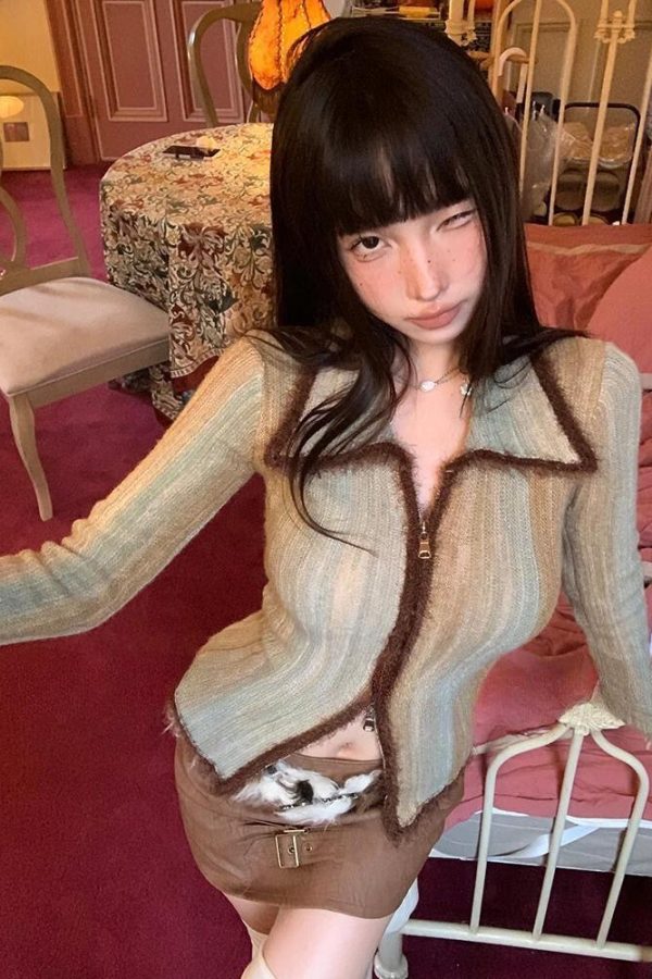 Acubi Fluffy Double Zip-Up Cardigan