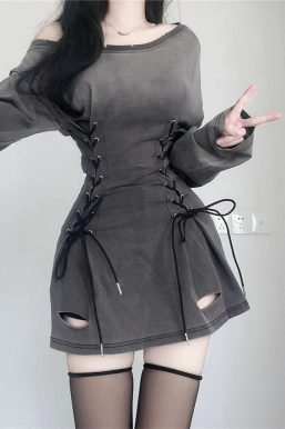 Acubi Smoke Lace Up Mini Dress