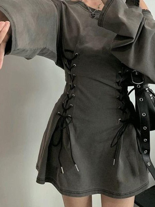 Acubi Smoke Lace Up Mini Dress