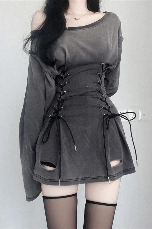 Acubi Smoke Lace Up Mini Dress