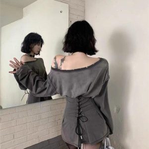 Acubi Smoke Lace Up Mini Dress