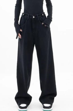 Adjustable Waist Baggy Denim Jeans