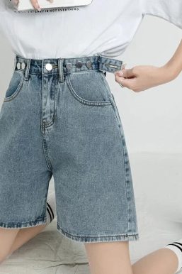 Adjustable Waist Denim Shorts