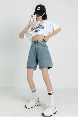 Adjustable Waist Denim Shorts