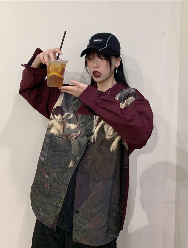 Angel Print Long Sleeve Shirt