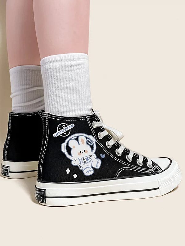Astronaut Rabbit Lace Up Canvas Shoes