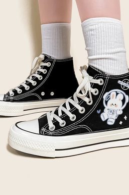 Astronaut Rabbit Lace Up Canvas Shoes