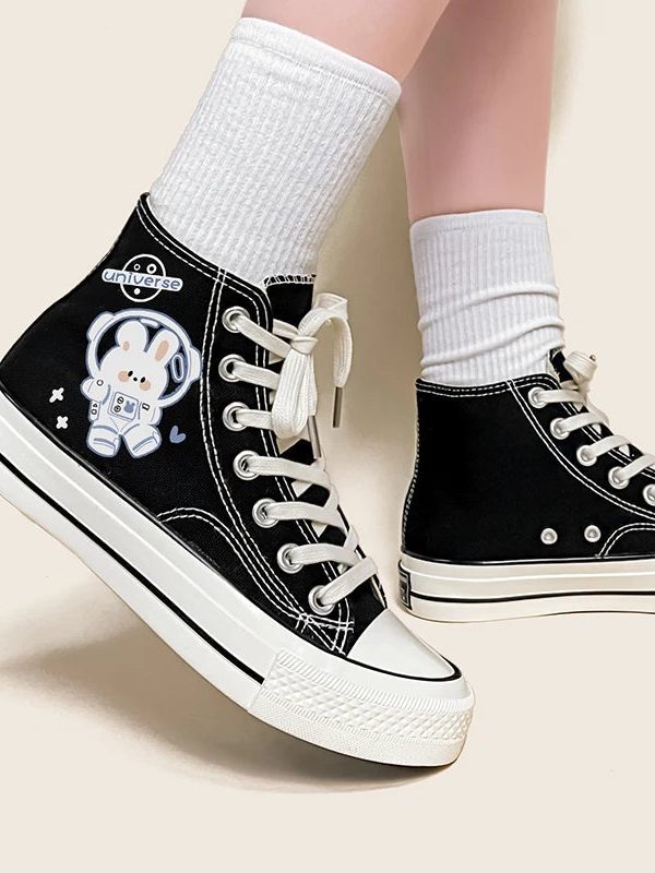 Astronaut Rabbit Lace Up Canvas Shoes