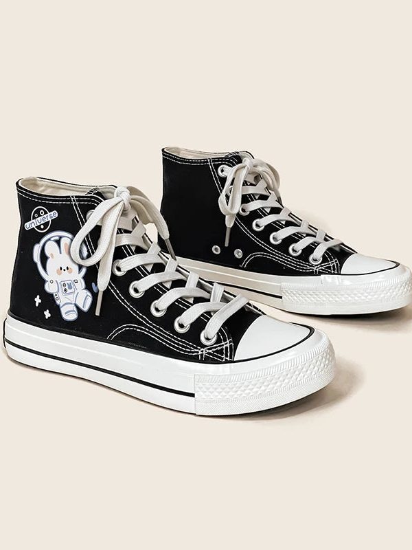 Astronaut Rabbit Lace Up Canvas Shoes