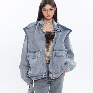 Asymmetric Design Denim Jacket