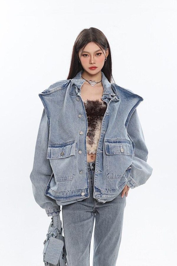 Asymmetric Design Denim Jacket